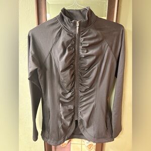 Flirtee Golf Black Ruched Zip-Up Jacket